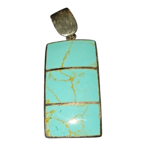 Large Turquoise and Silver Pendant
